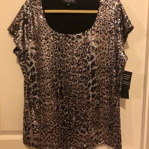 Sequin leopard top